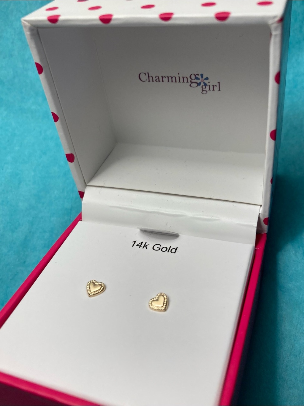 14K Gold Heart Stud Mini Earrings